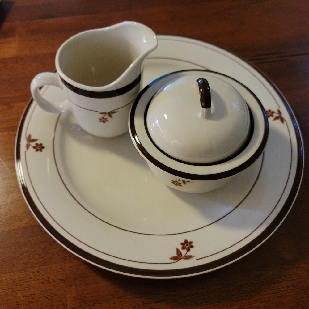 Vtg Permastone Stoneware SAHARA Brown 315 Japan Platter Creamer Crock